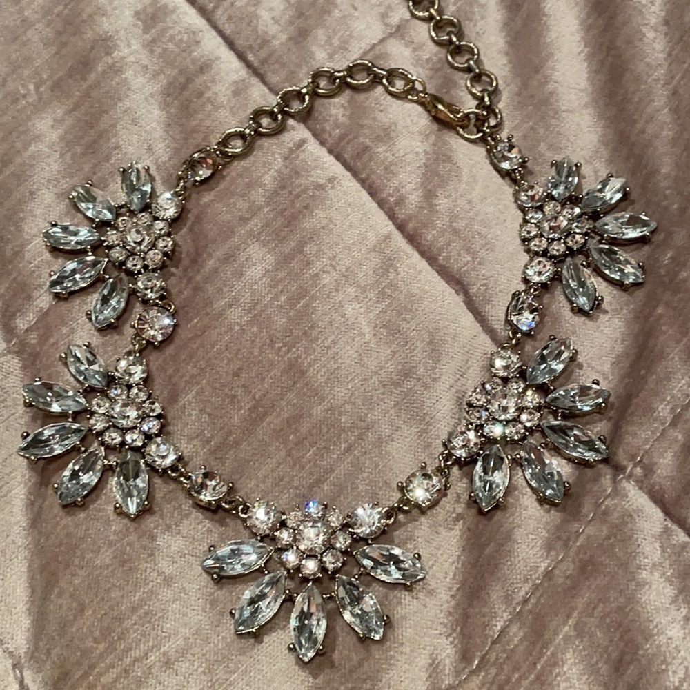5 Flower Rhinestone Necklace Cara Couture 13-17”